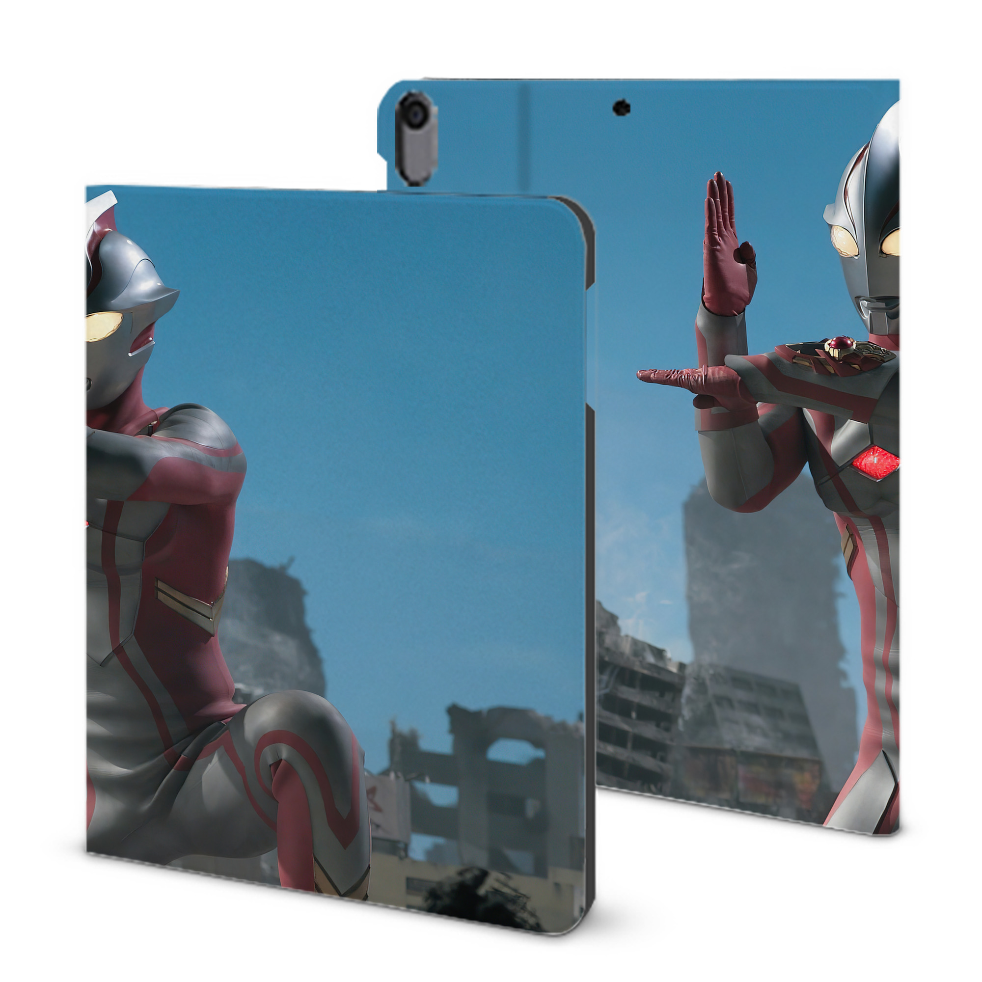 （画像用） ウルトラマン Ultraman IPad ケース ブック型 PUレザー TPU 耐衝撃 軽量 薄型 ペン収納なし 全面保護 IPad 各モデル対応